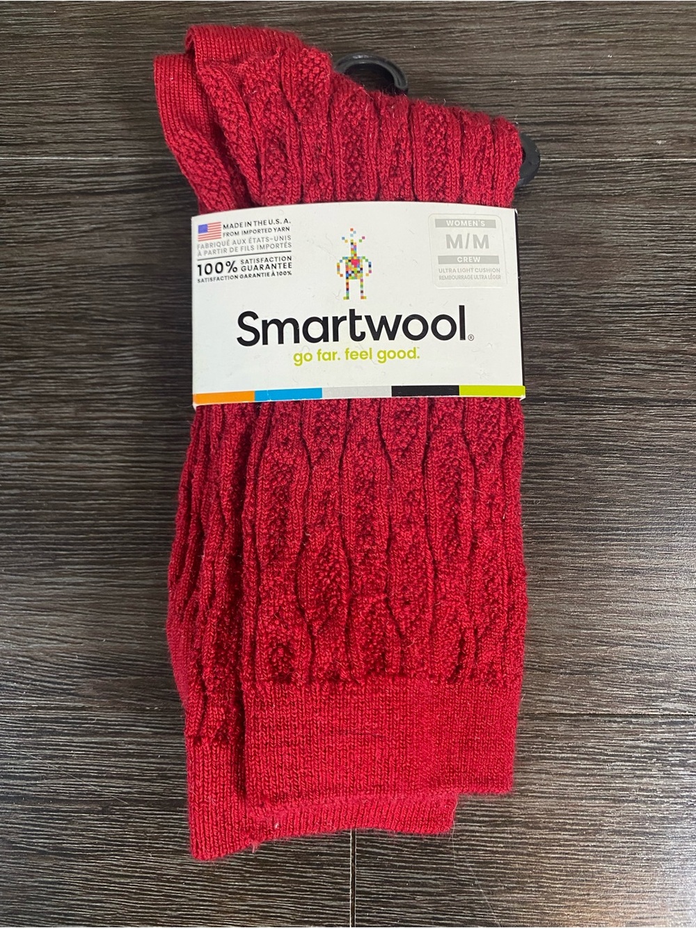 NWT Smartwool Merino Everyday Cable Crew Socks Medium Red Holiday Fall Wool